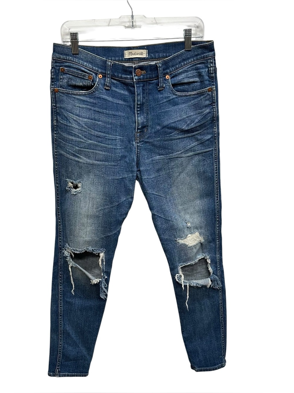 Madewell 9” high riser skinny jeans distressed grunge women’s 31